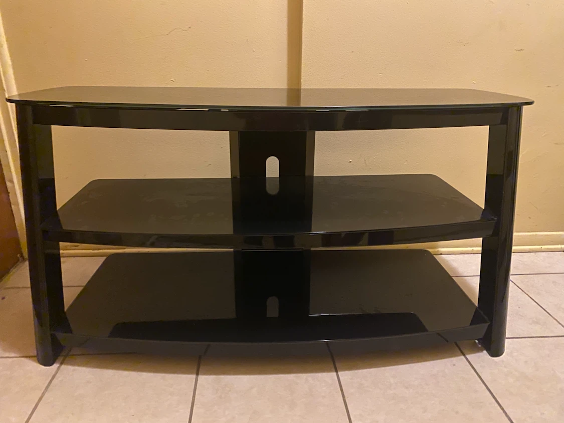 Black 3-Shelf Media Console - photo 2