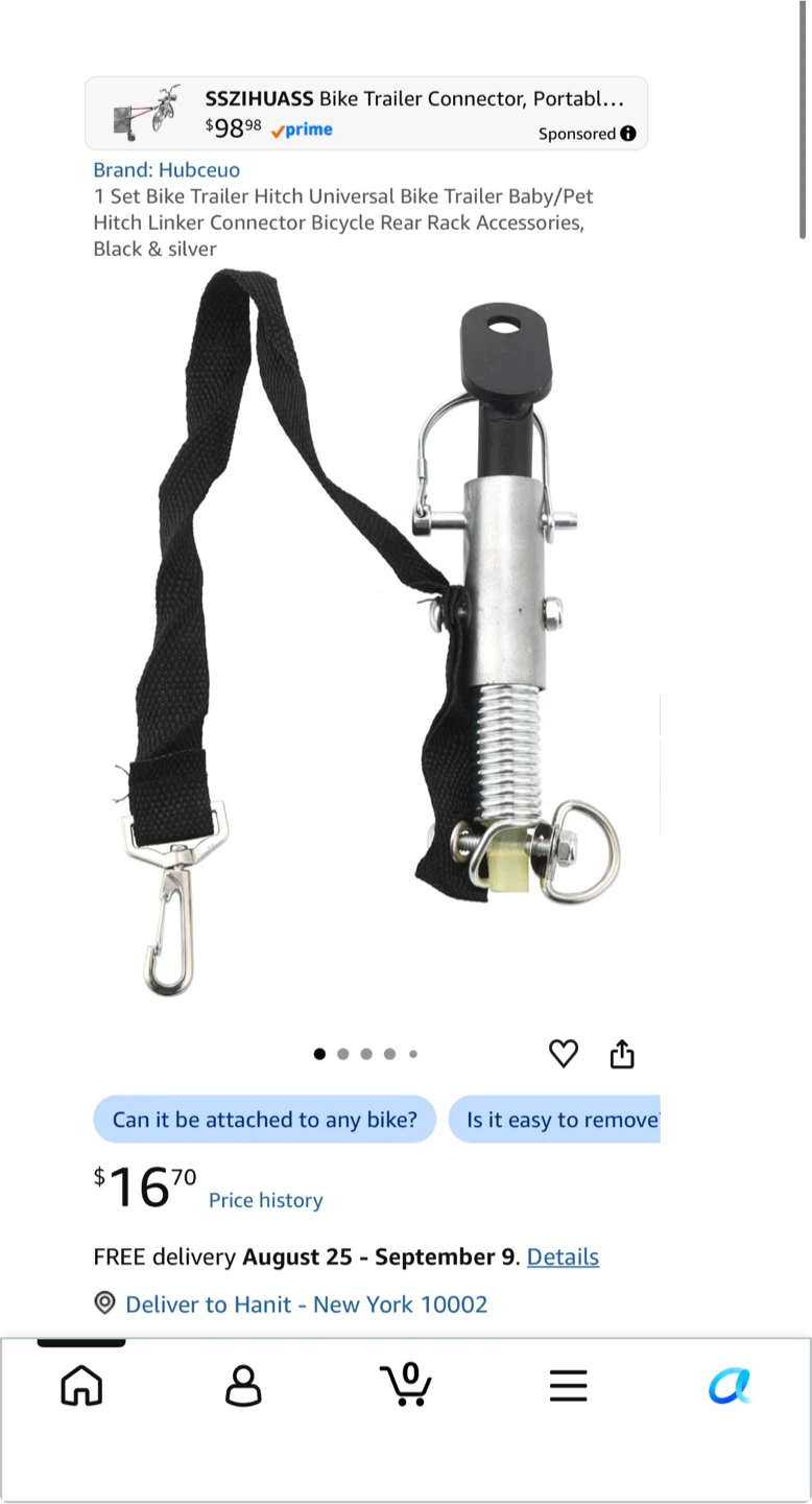 Hubceuo Bike Trailer Hitch Connector - Black & Silver