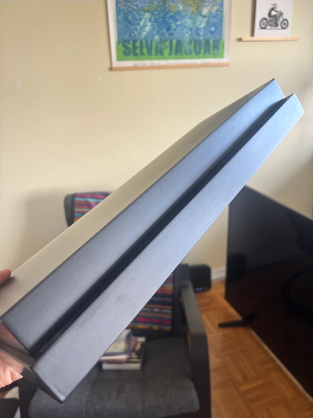 BLACK FLOATING SHELF/STAND x2