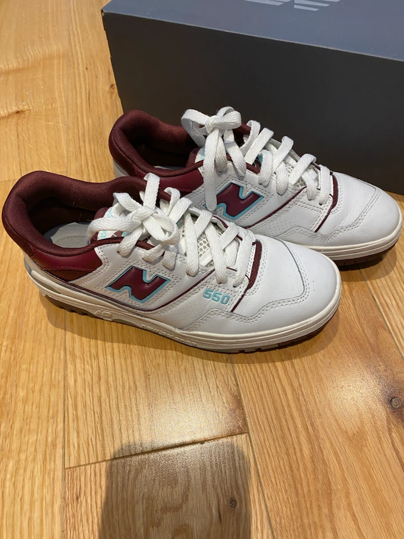 New Balance 550 White Burgundy Shoes - photo 3