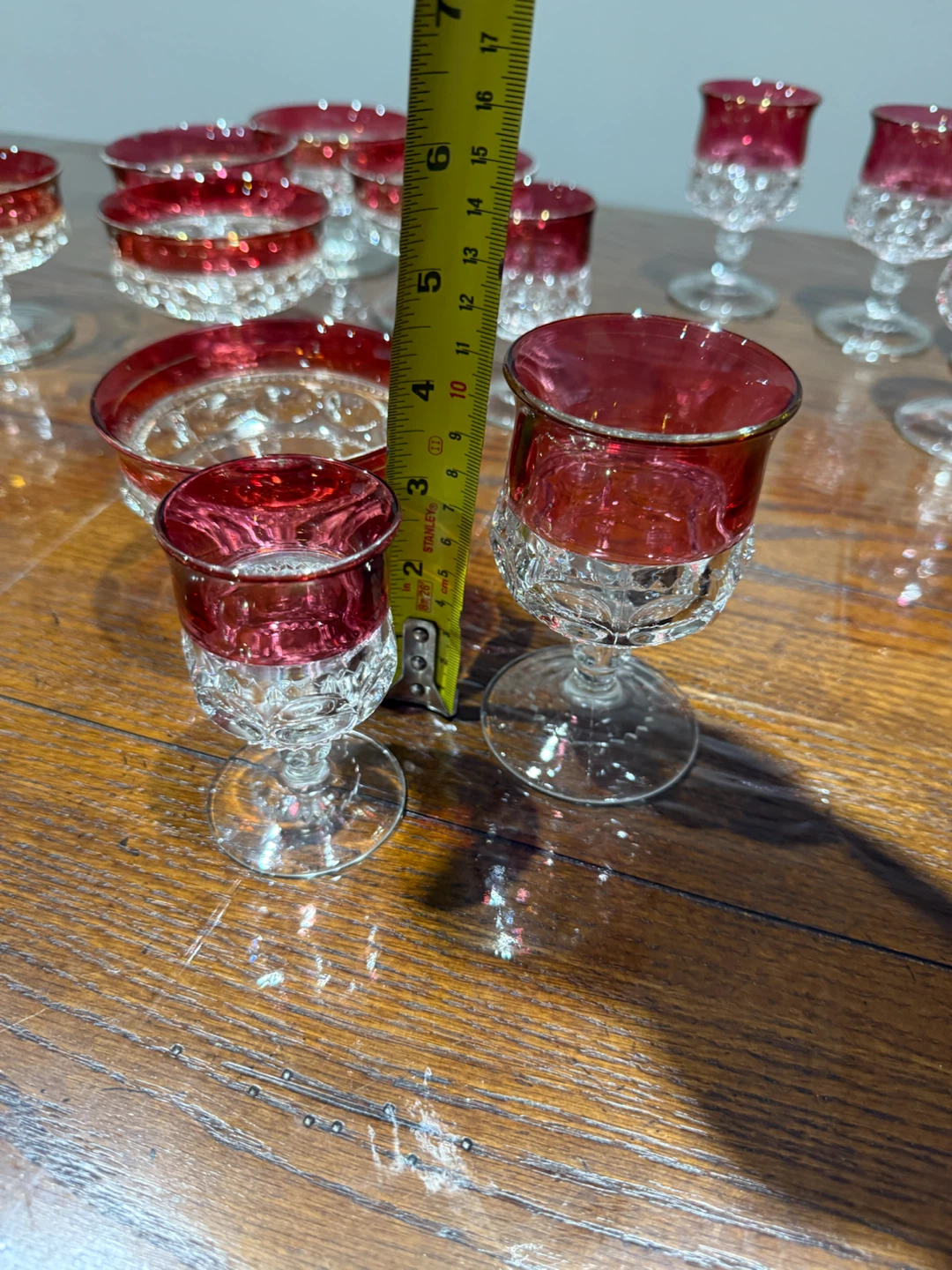 vintage "Kings Crown" ruby red thumbprint glasses - photo 3