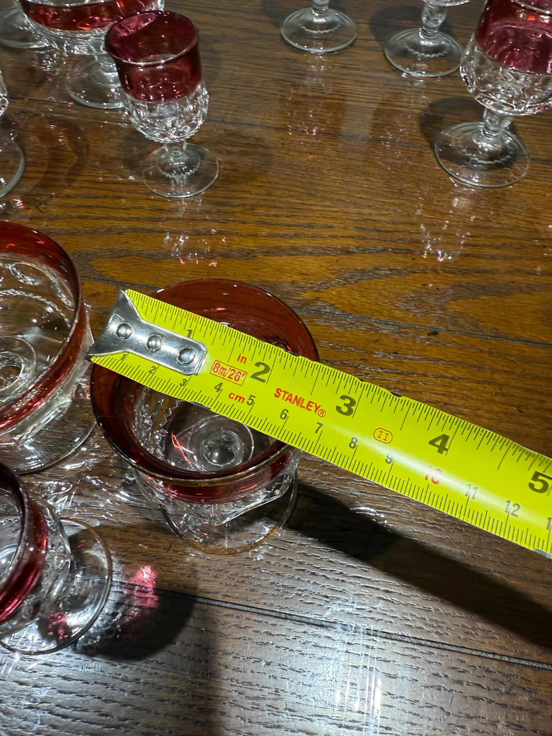 vintage "Kings Crown" ruby red thumbprint glasses - photo 4