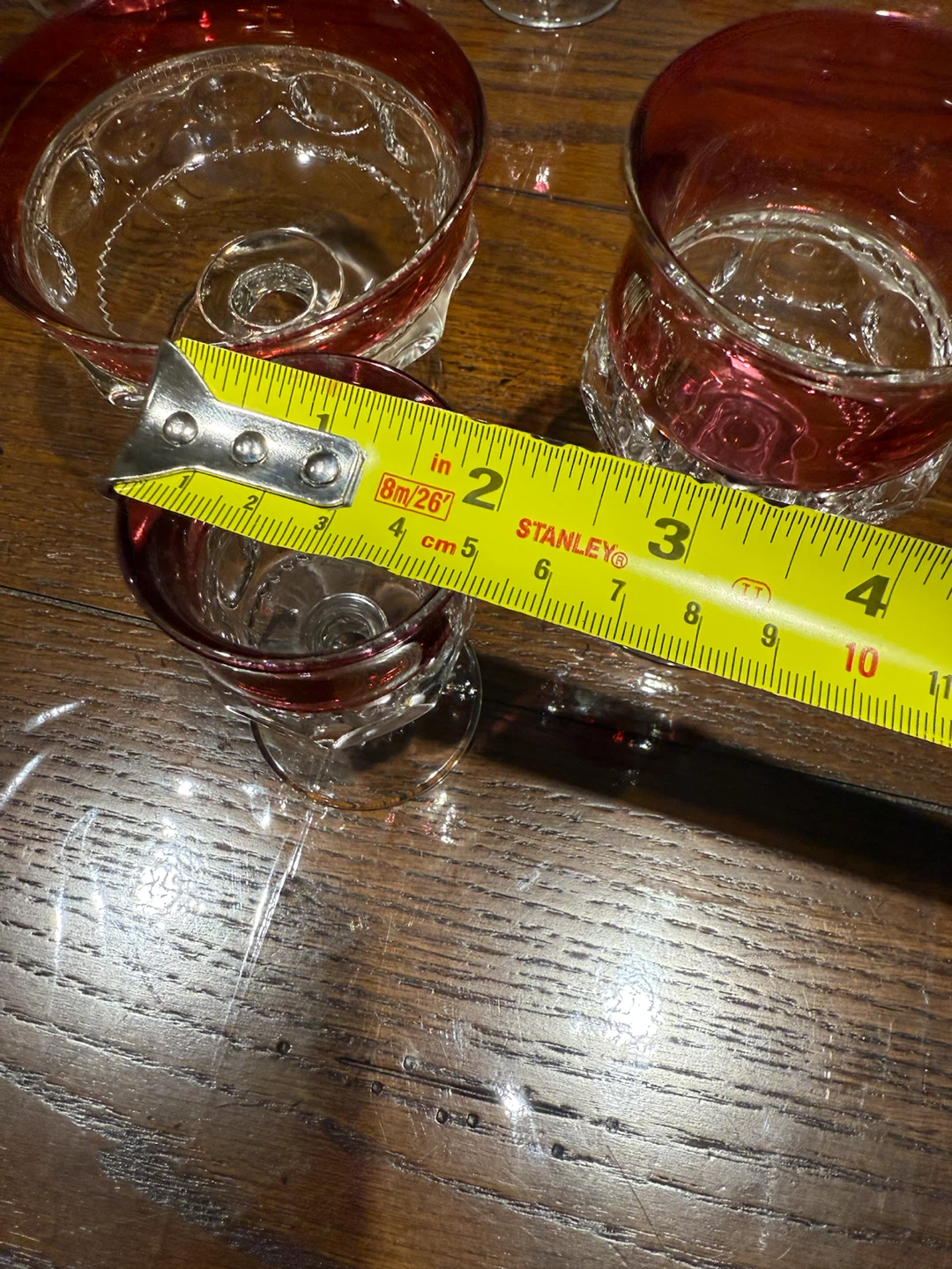 vintage "Kings Crown" ruby red thumbprint glasses - photo 5