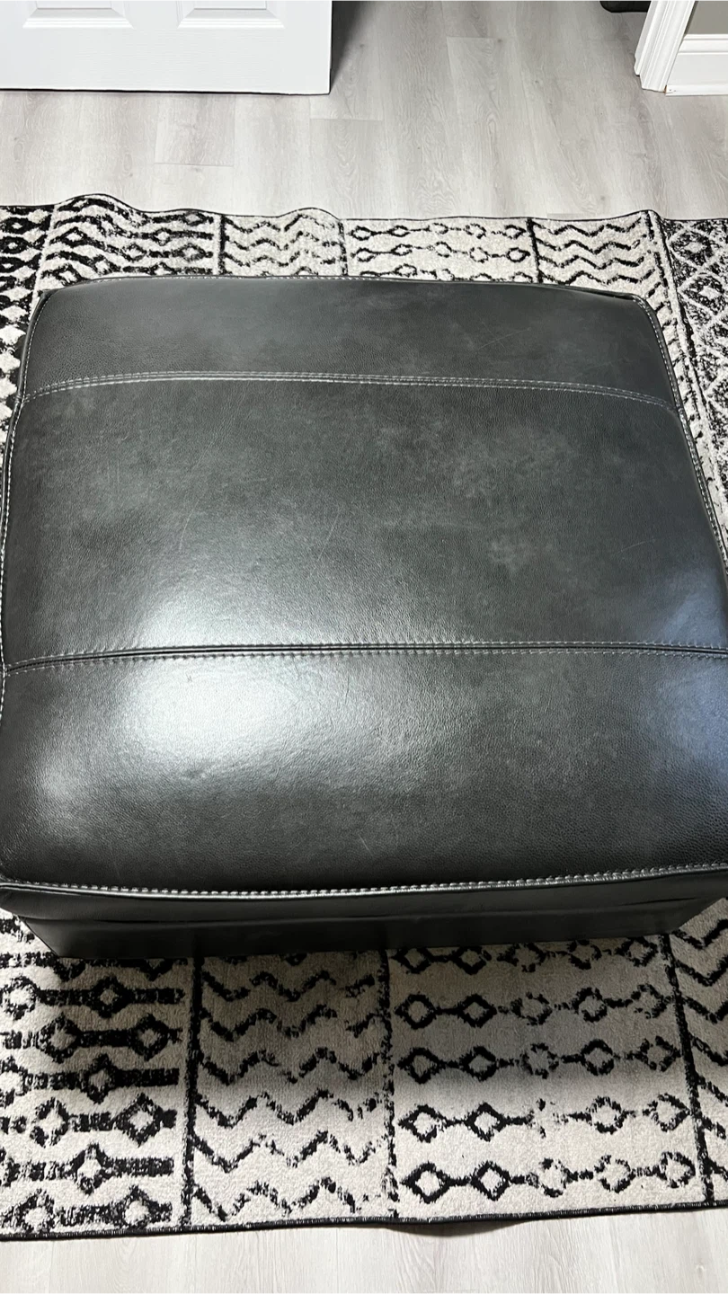 Large Square Black Faux Leather Storage Ottoman - photo 3