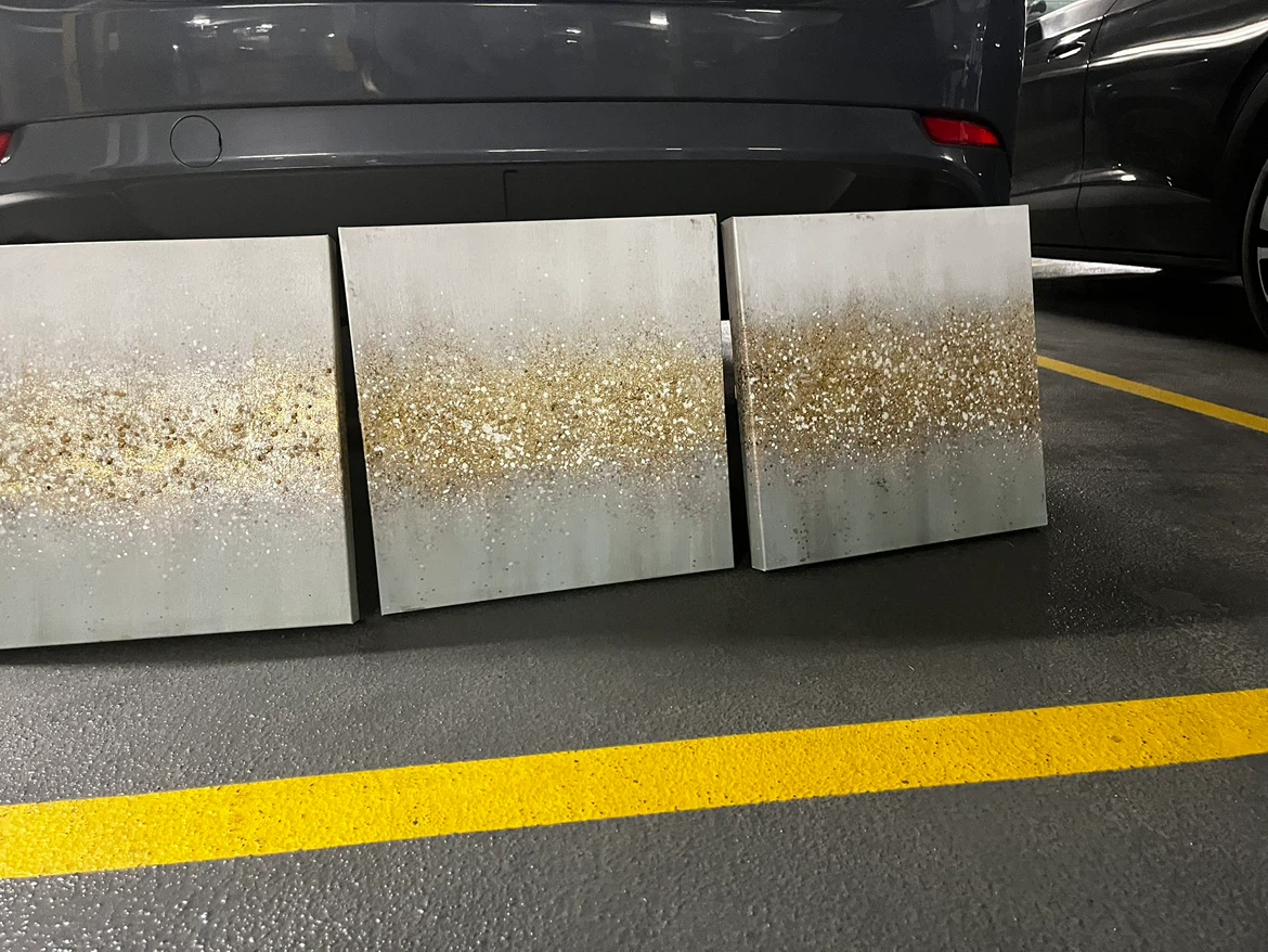 Setof 3 Abstract Glitter Wall Art Canvases