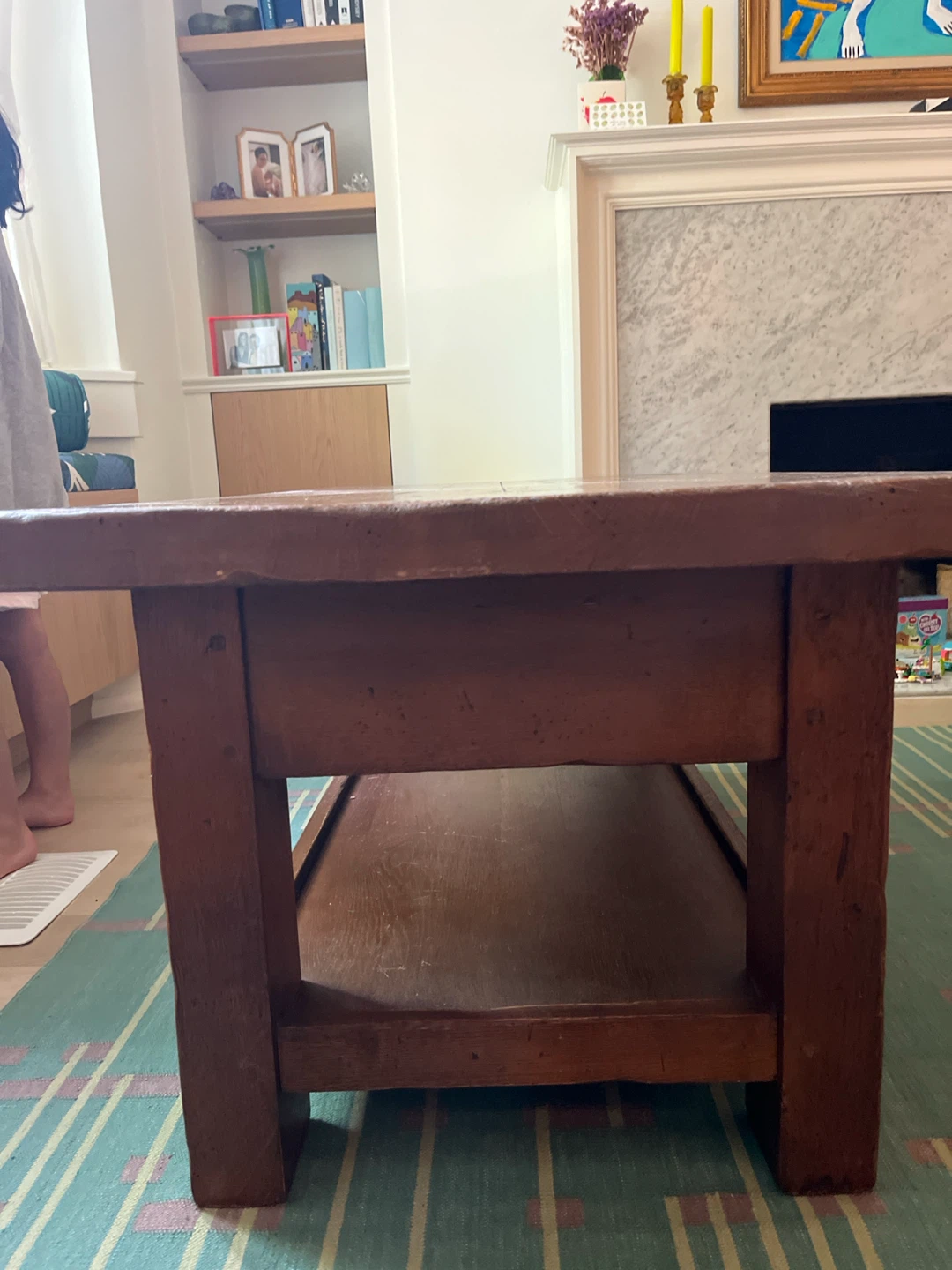 Wooden Coffee Table with Drawer - photo 2