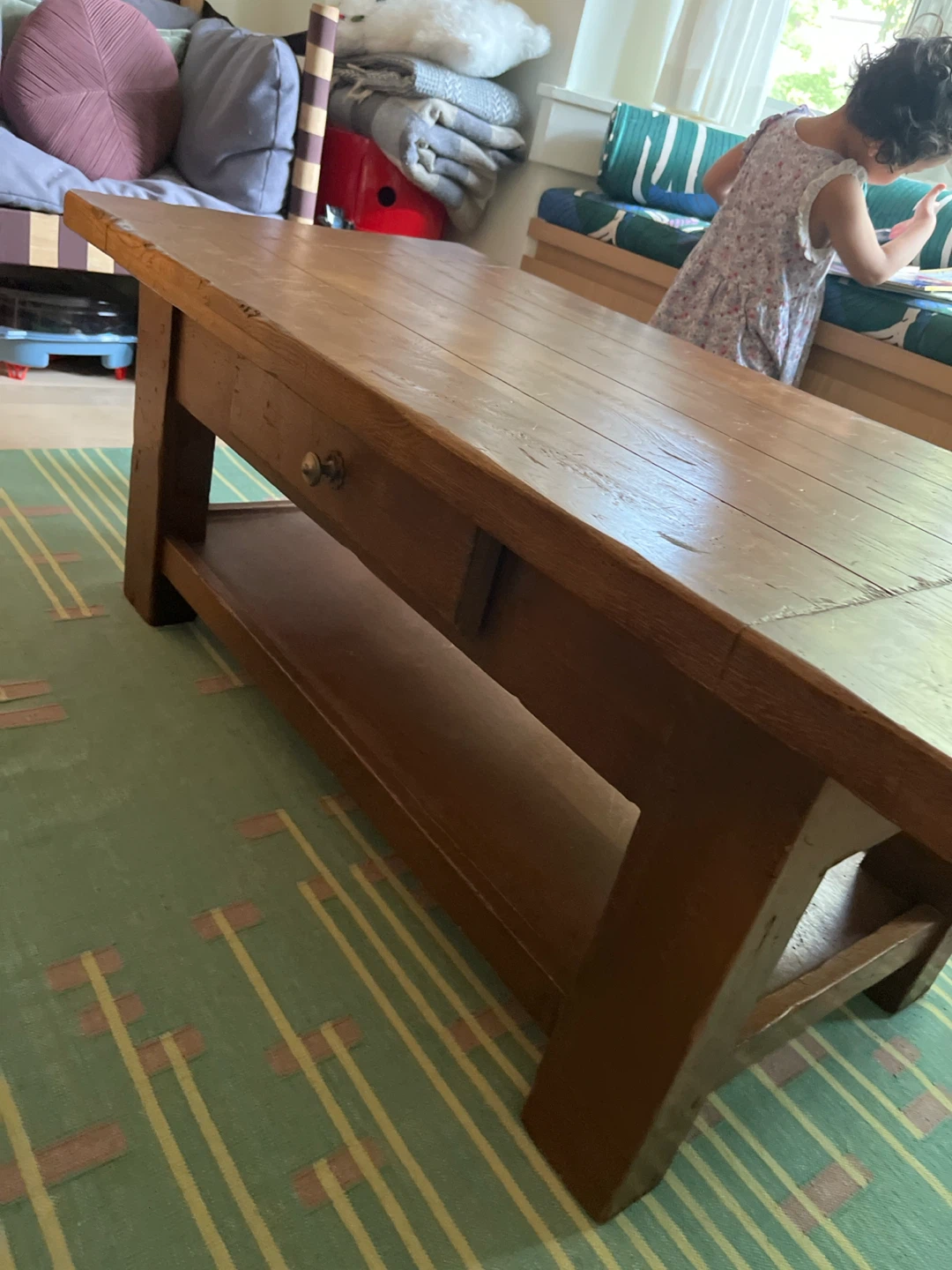 Wooden Coffee Table with Drawer