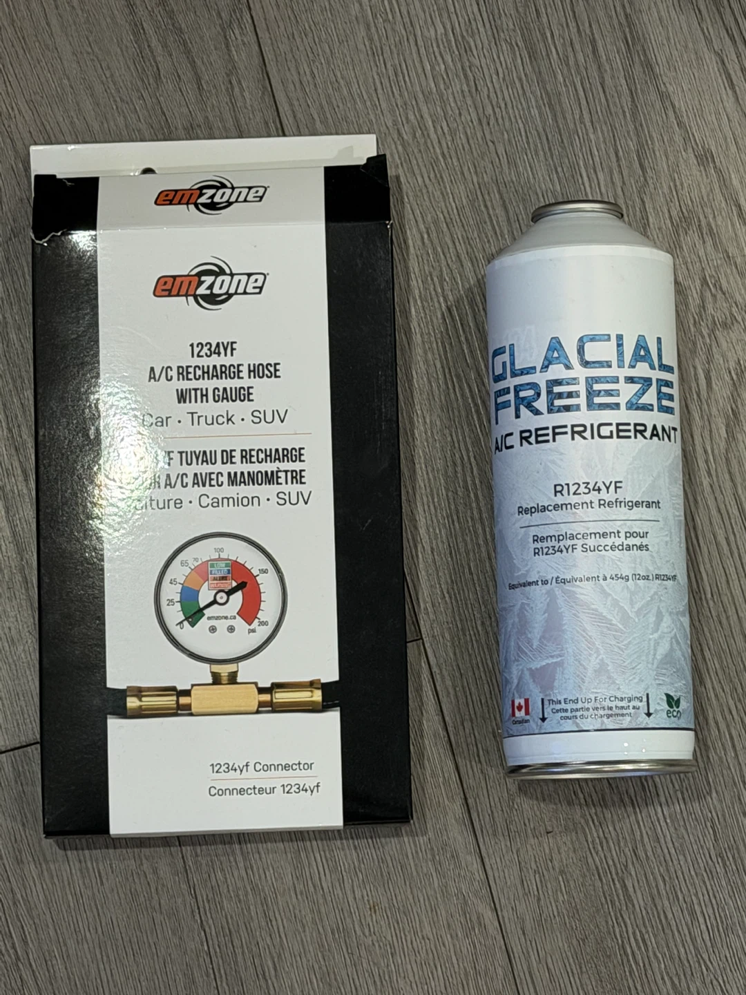 A/C Recharge Hose with Gauge &  Refrigerant - photo 2