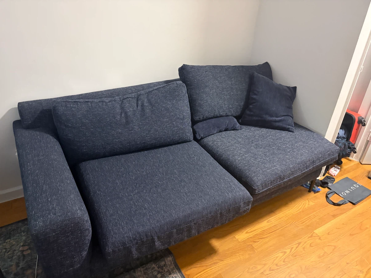 Dark Blue Fabric Sofa - photo 2