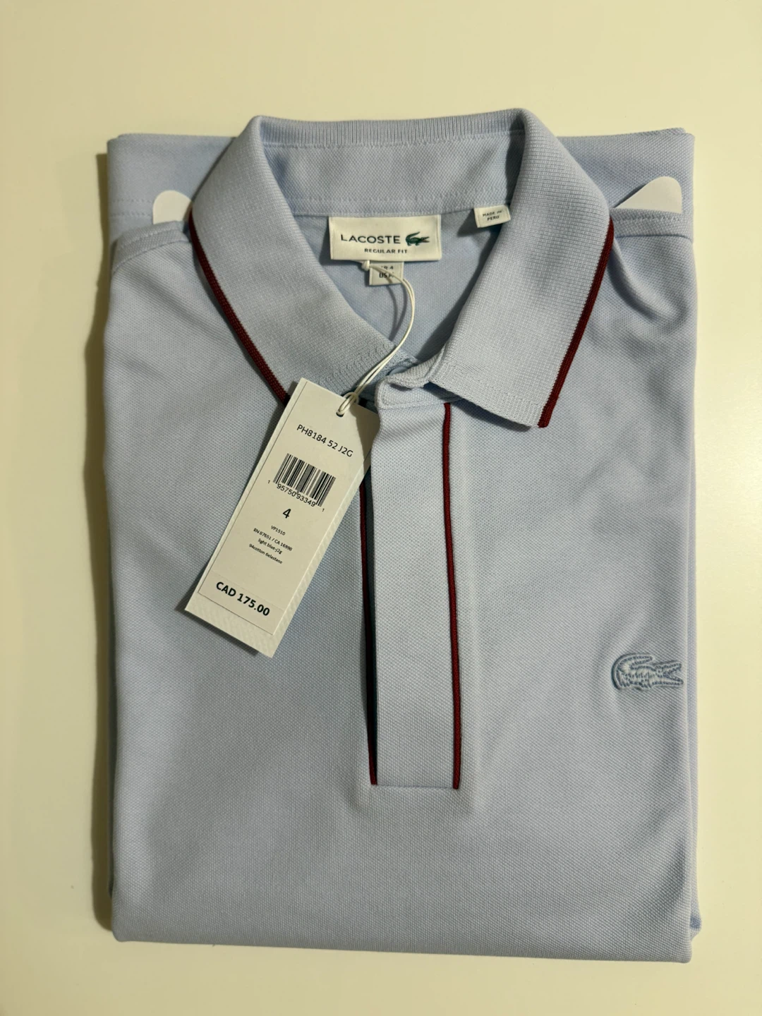 Lacoste Men's Classic Fit Polo Shirt - Light Blue - Size 4