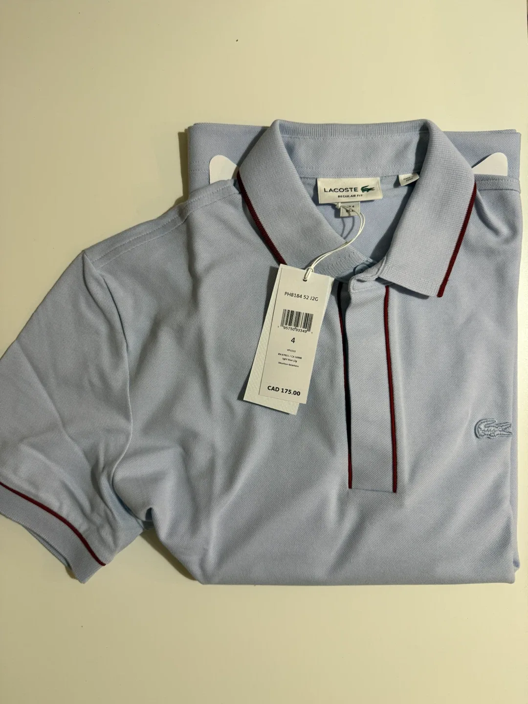 Lacoste Men's Classic Fit Polo Shirt - Light Blue - Size 4 - photo 2