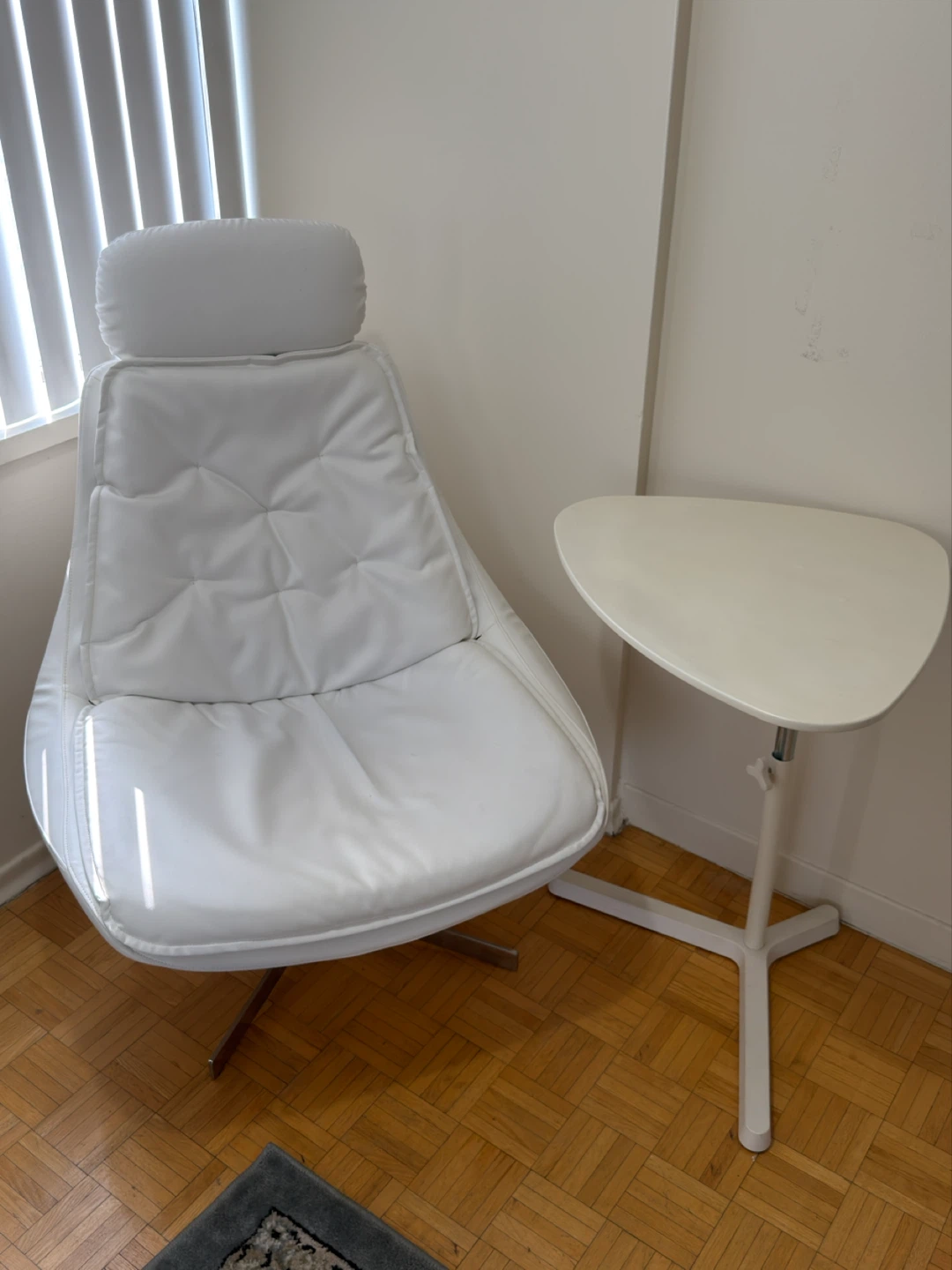 White Premium Leather chair - Free Table