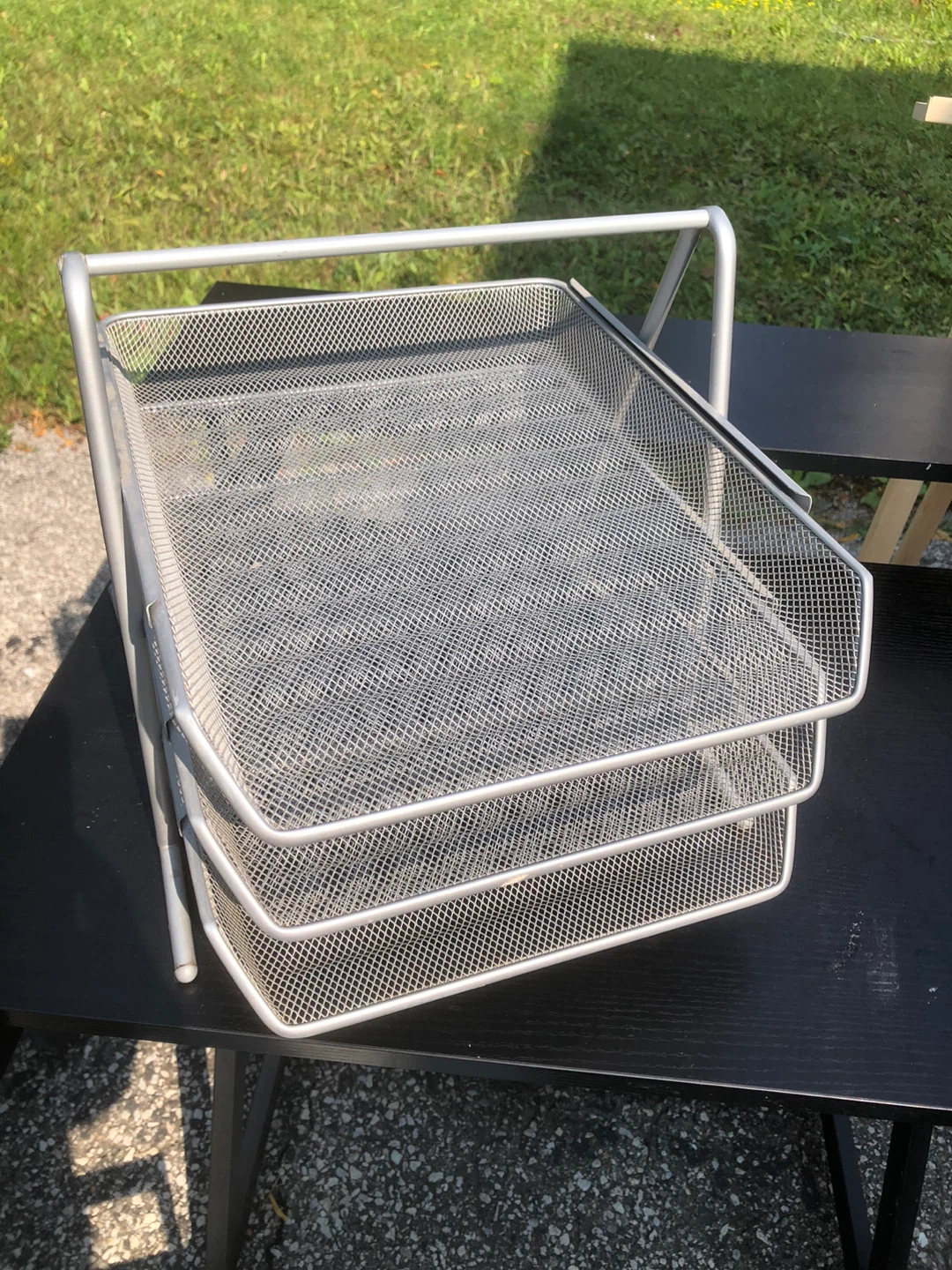 Silver Metal Mesh Desk Organizer - 3 Tier