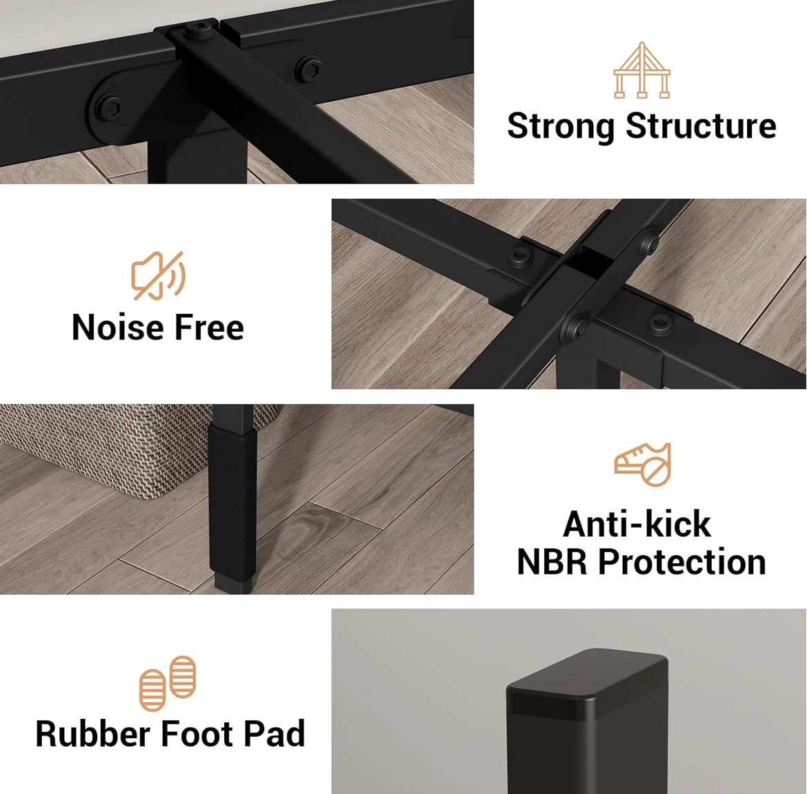 Black Metal Platform Bed Frame - Full Size - photo 3