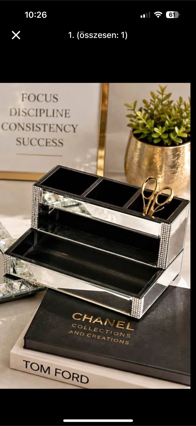 Mirrored Makeup Organizer with Crystal Accents