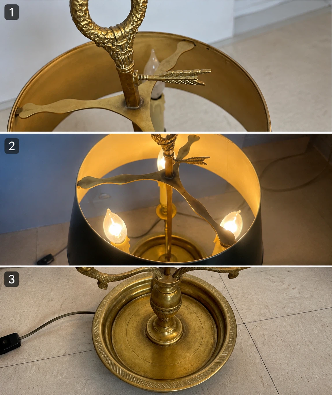 Brass Table Lamp with Black Shade - photo 3