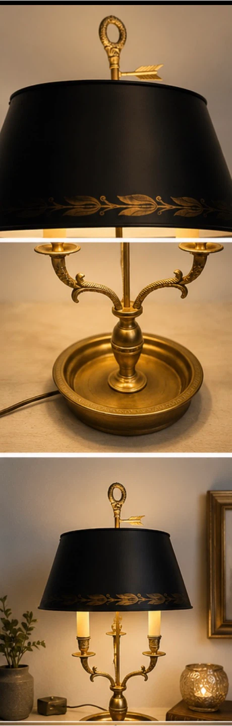 Brass Table Lamp with Black Shade - photo 5