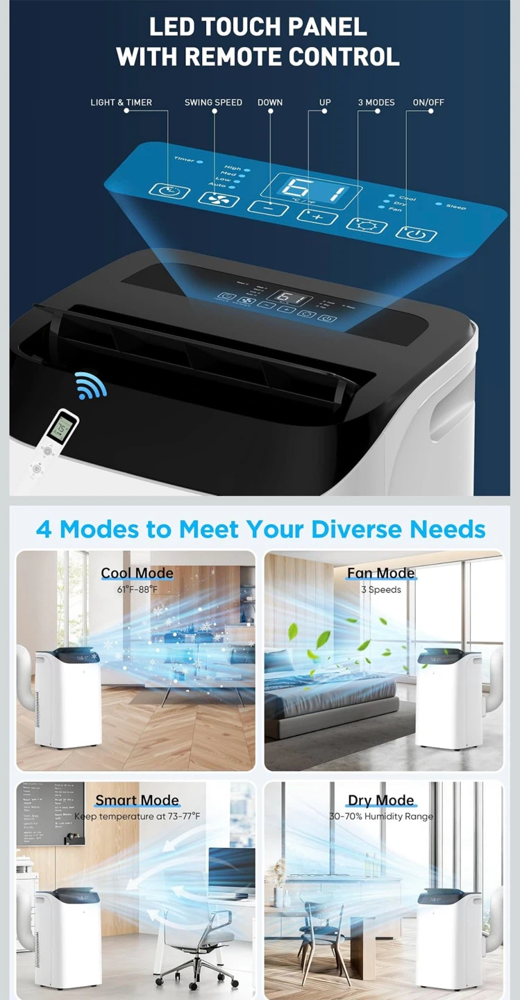 14000 BTU Portable Air Conditioner with Remote Control - photo 2