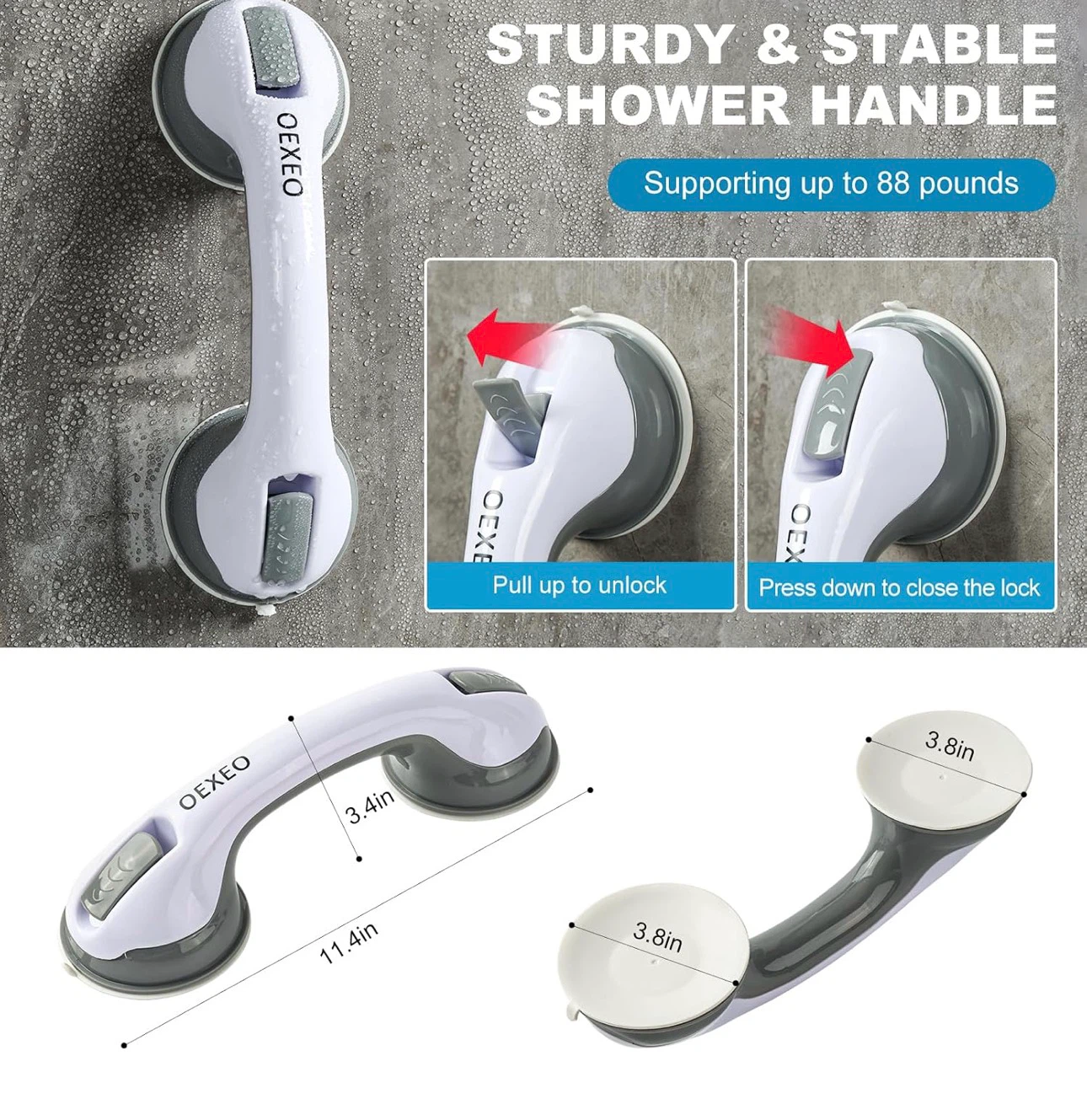 NEW 2PCS Grab Bars, white, non-skid bathroom safety handles - photo 2