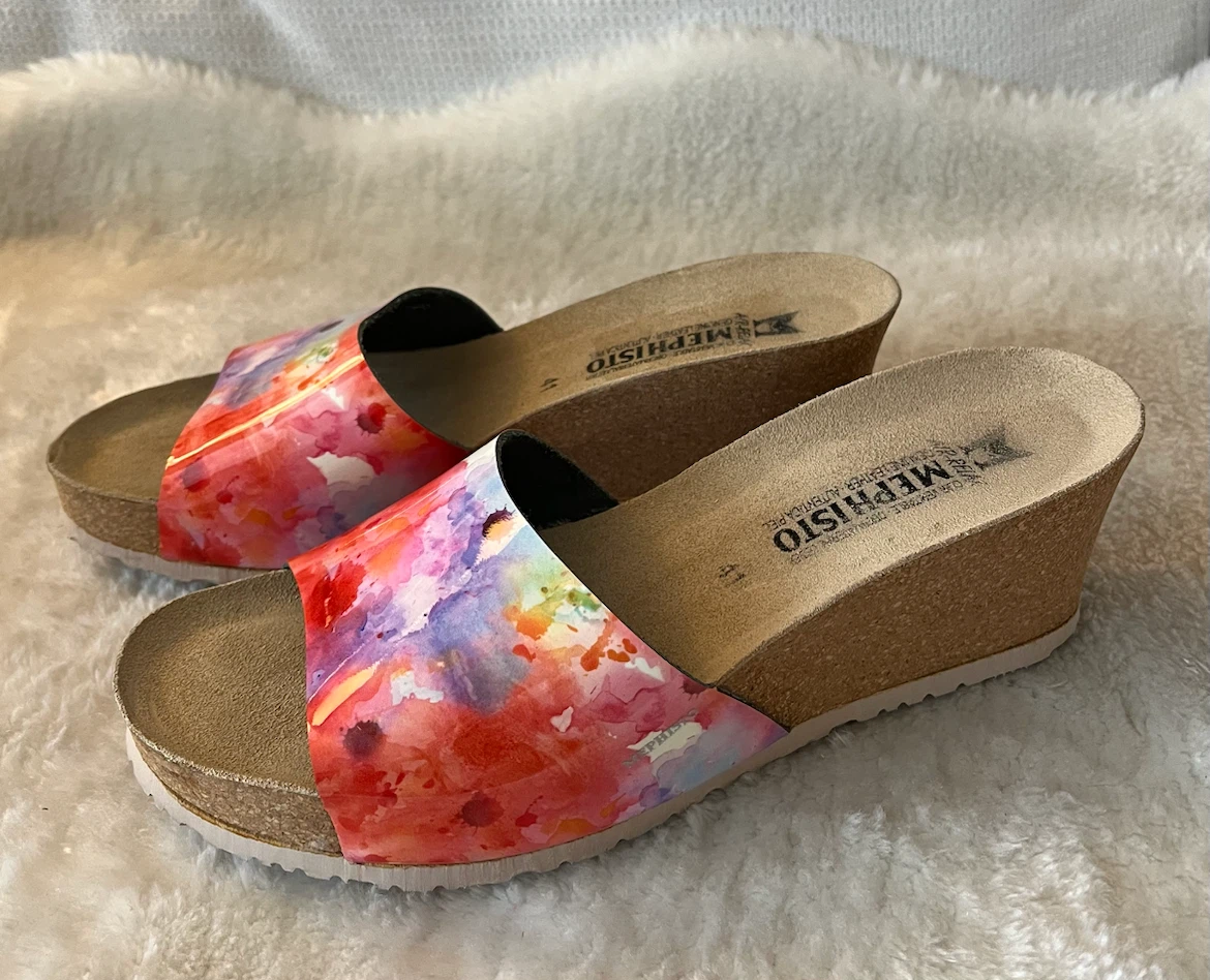 Mephisto Wedge Sandals - Size 41 - Watercolour Floral