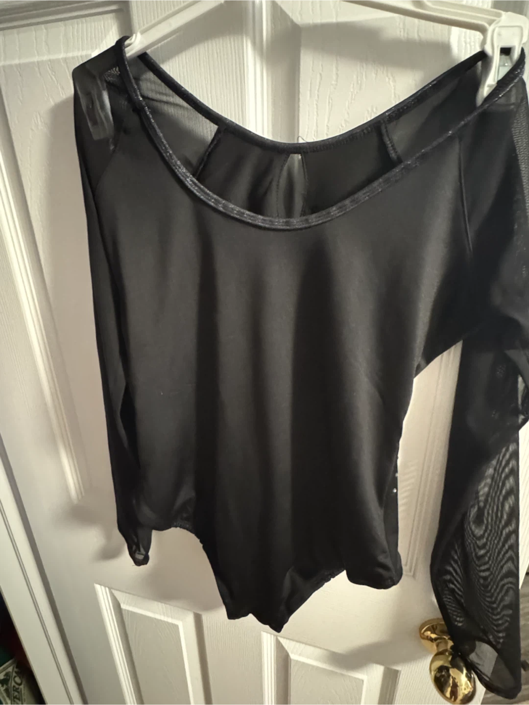 Justice Black Long Sleeve Dance Leotard with Rhinestones
