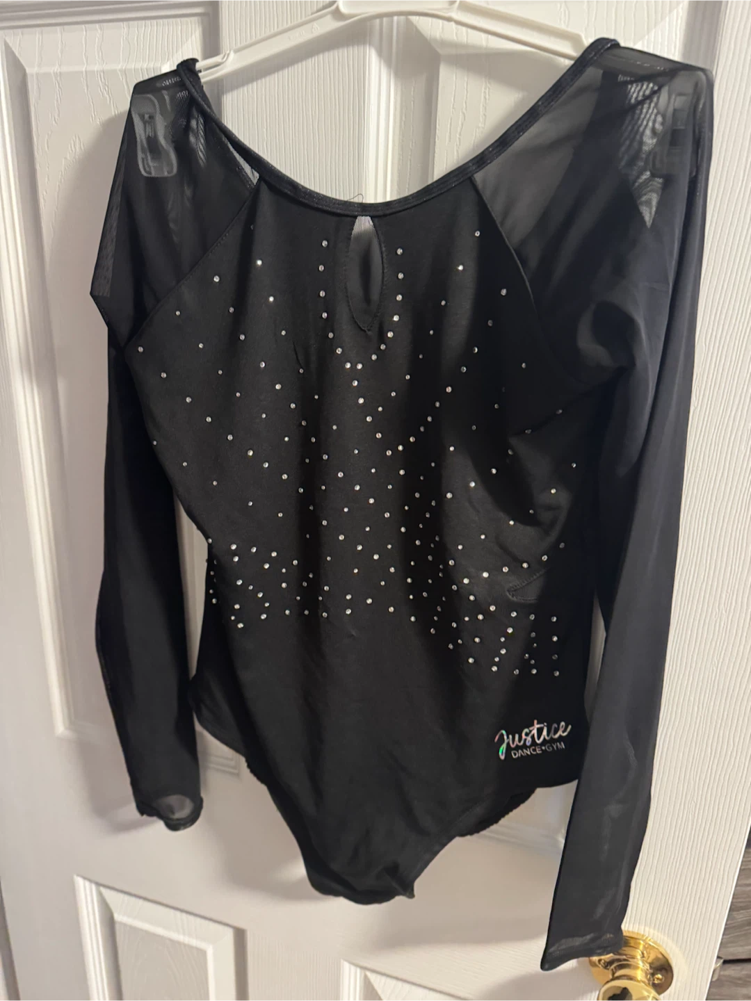 Justice Black Long Sleeve Dance Leotard with Rhinestones - photo 3