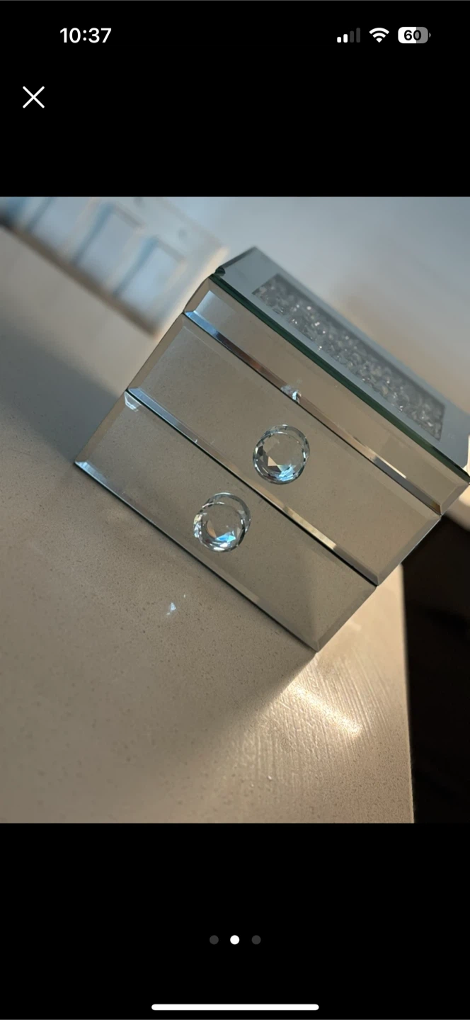 Mirrored 2-Drawer Jewellery Box with Crystal Knobs