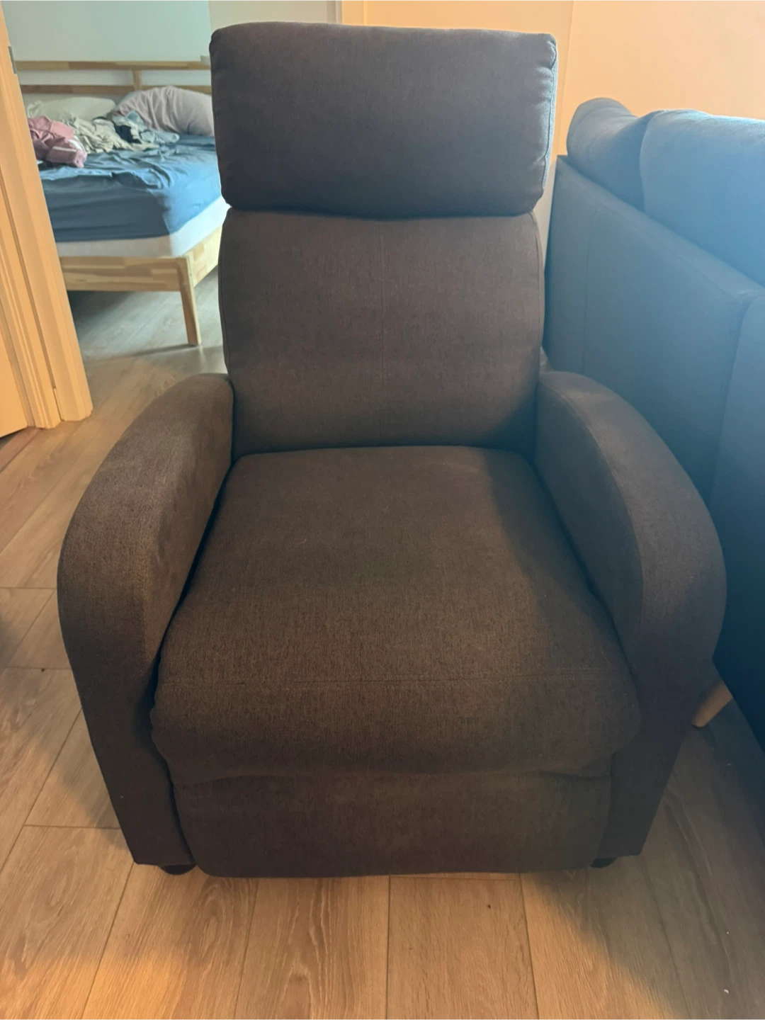 Dark Grey Fabric Recliner Chair