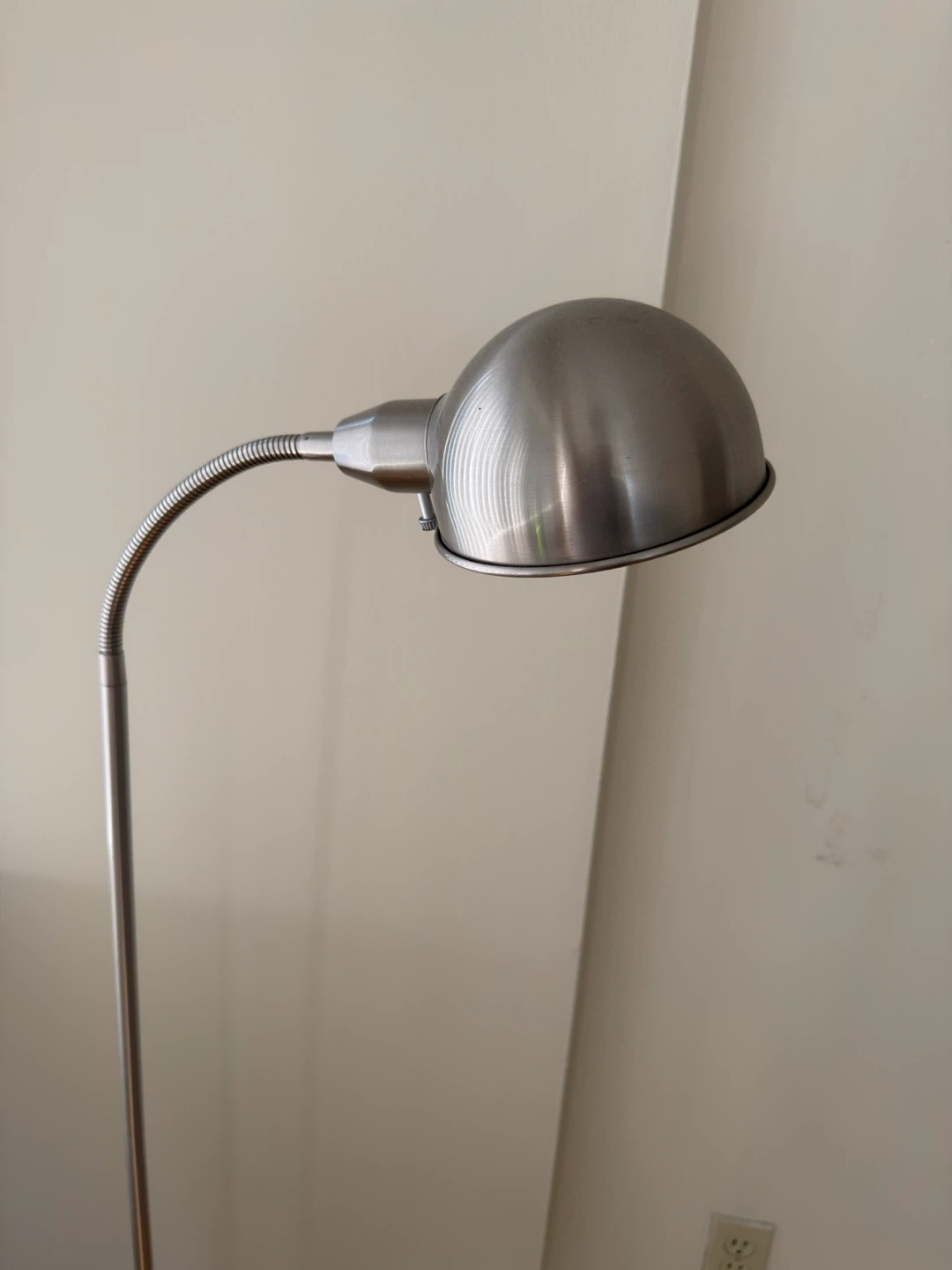 Silver Metal Floor Lamp with Adjustable Neck