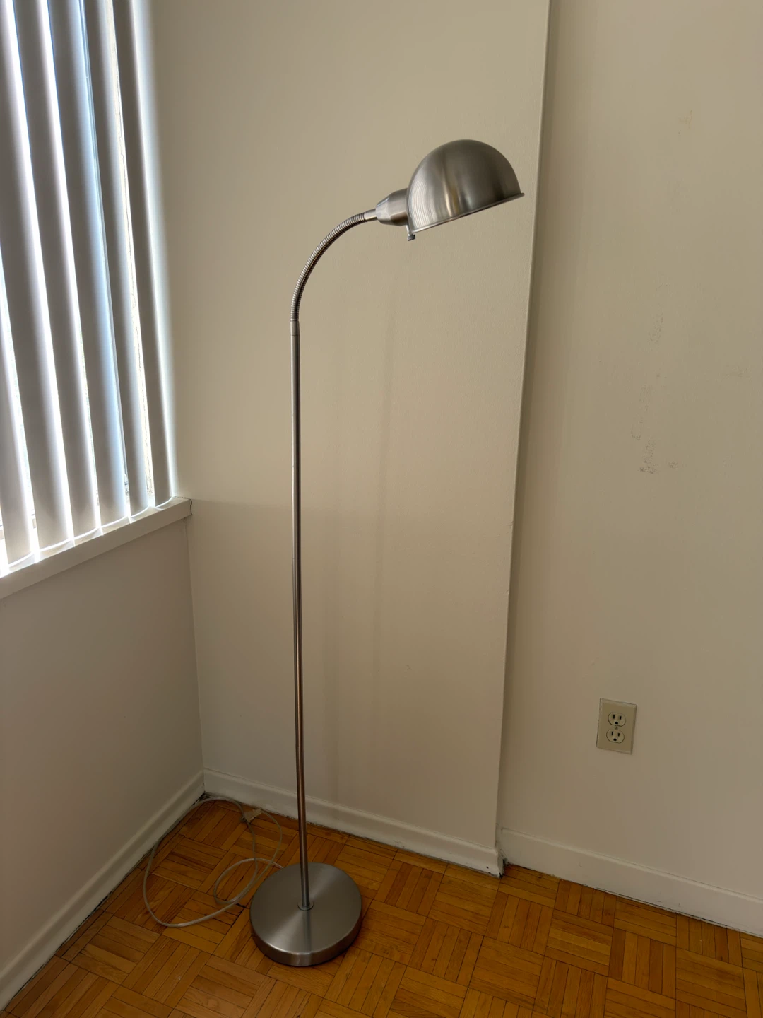 Silver Metal Floor Lamp with Adjustable Neck - photo 2