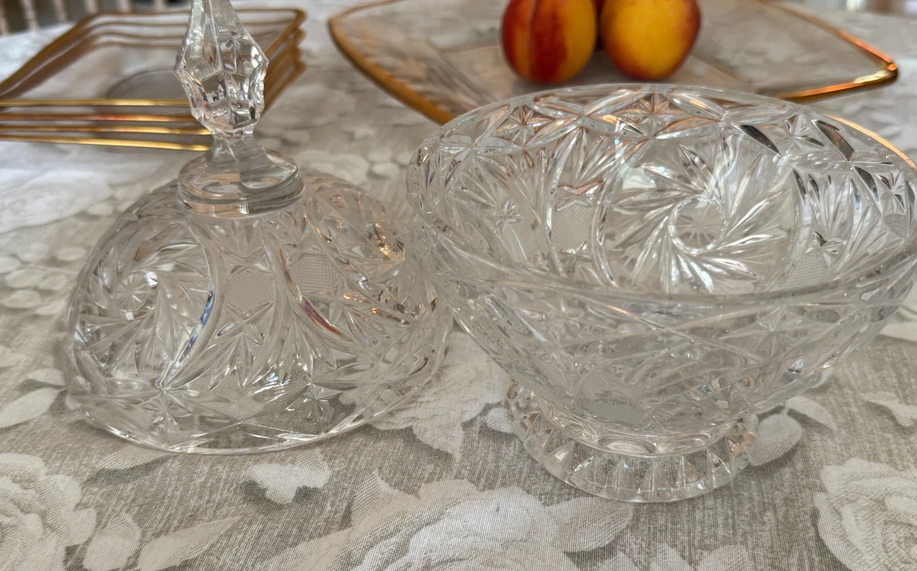 Crystal Glass Candy Dish with Lid