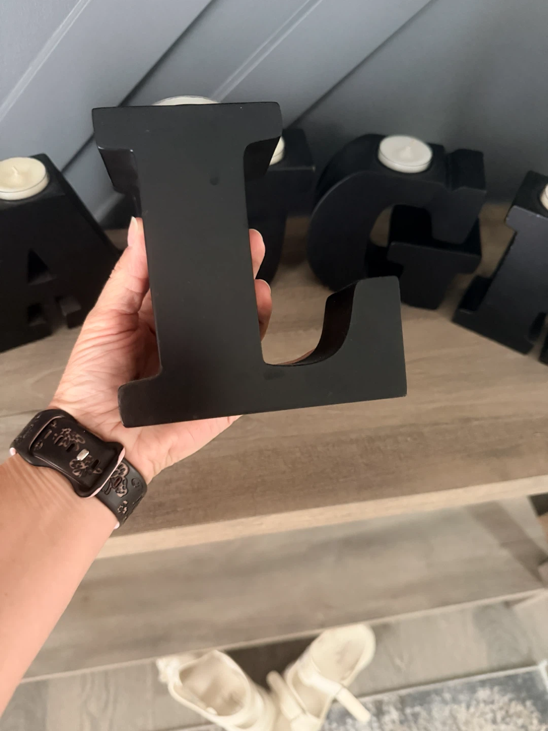 Black "LAUGH" Letter Candle Holders - photo 2