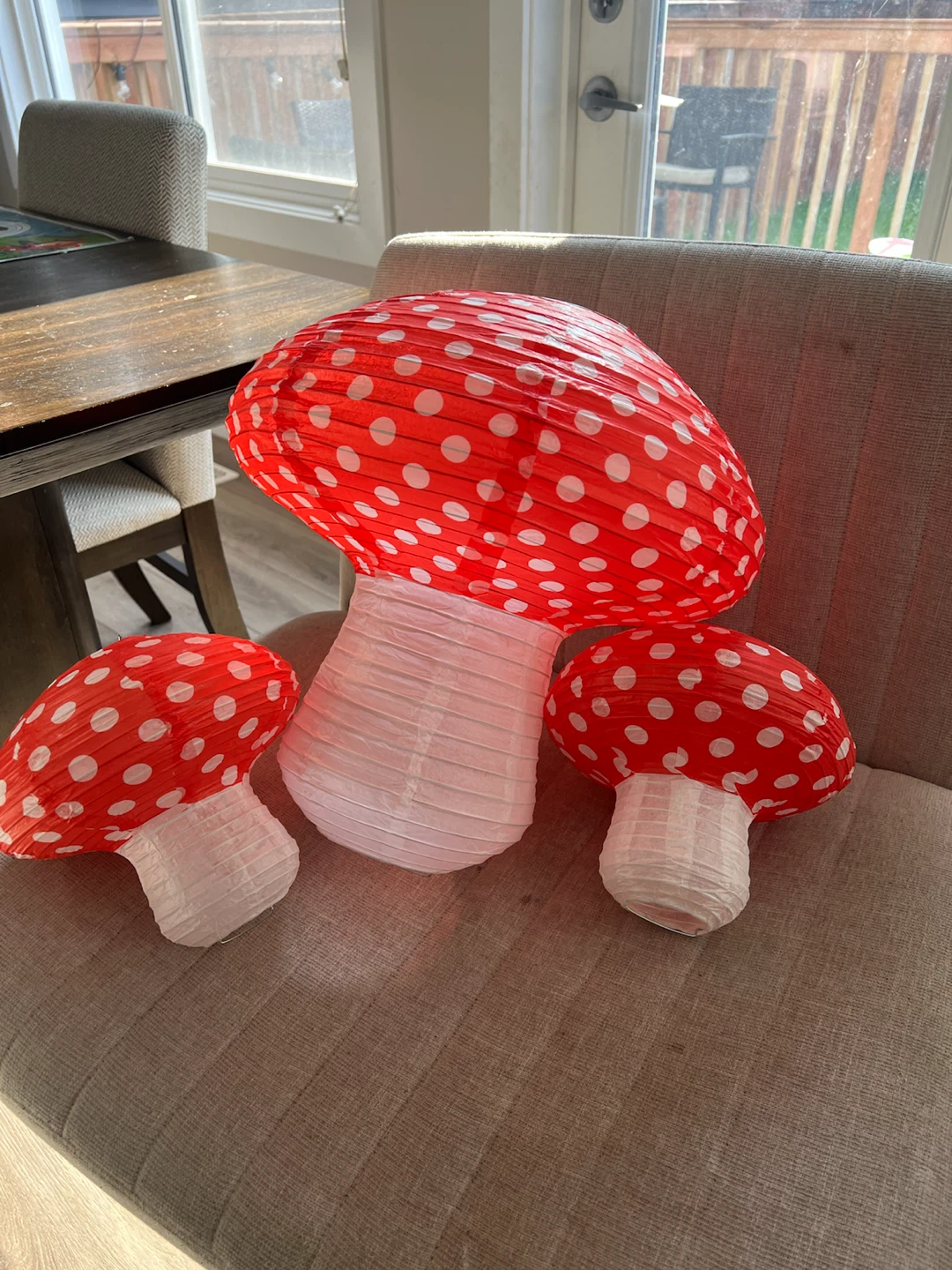 Toadstool mushroom hanging lanterns