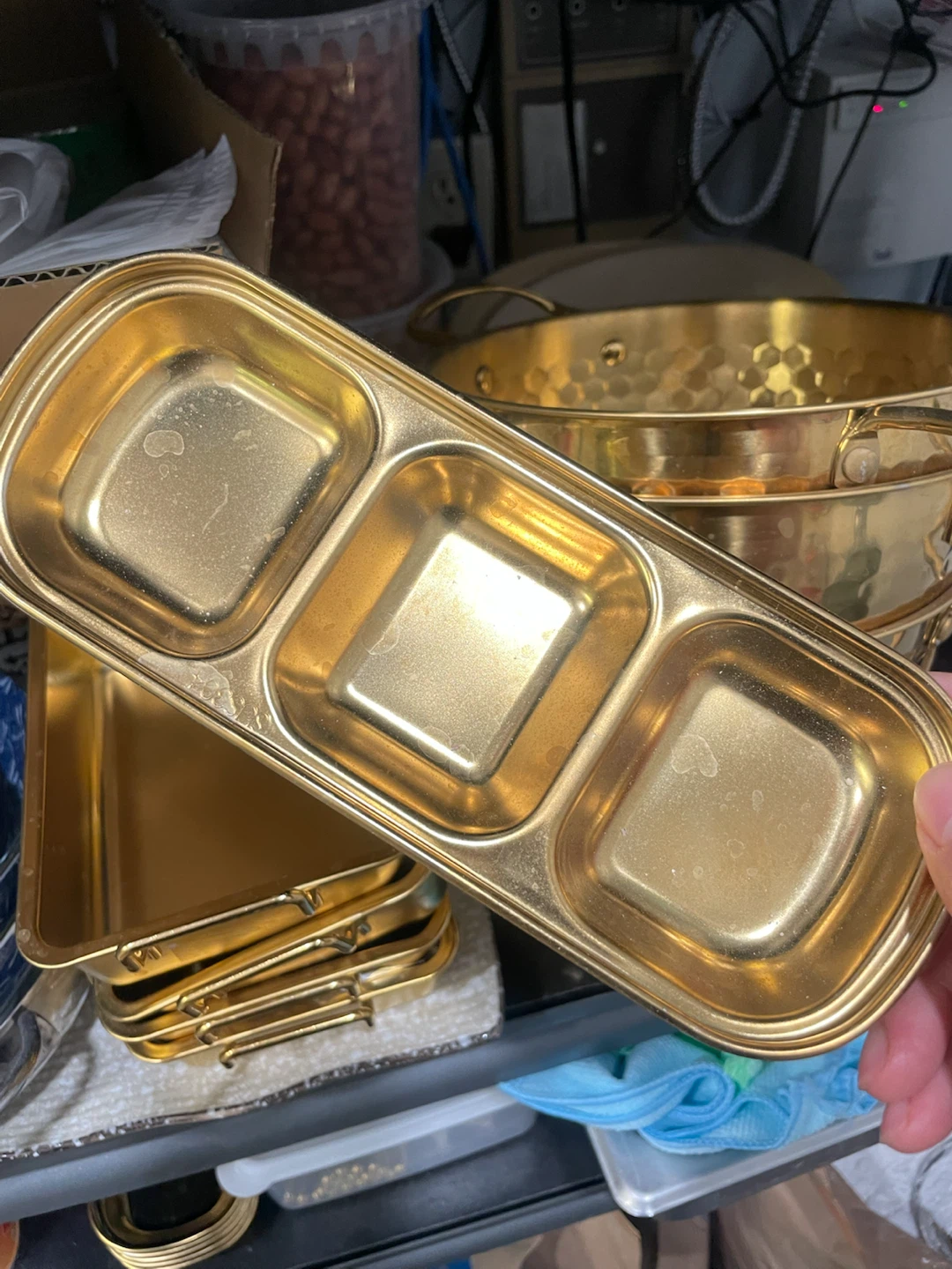 Gold Coloured Condiment Server Tray Set - photo 2