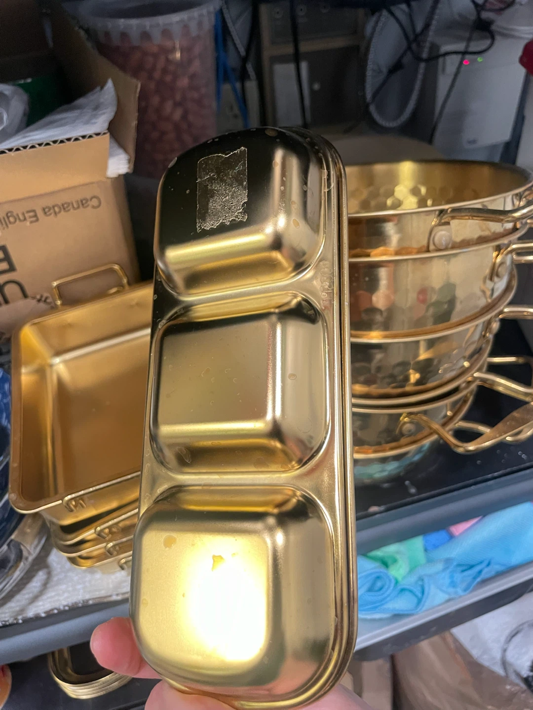 Gold Coloured Condiment Server Tray Set - photo 3