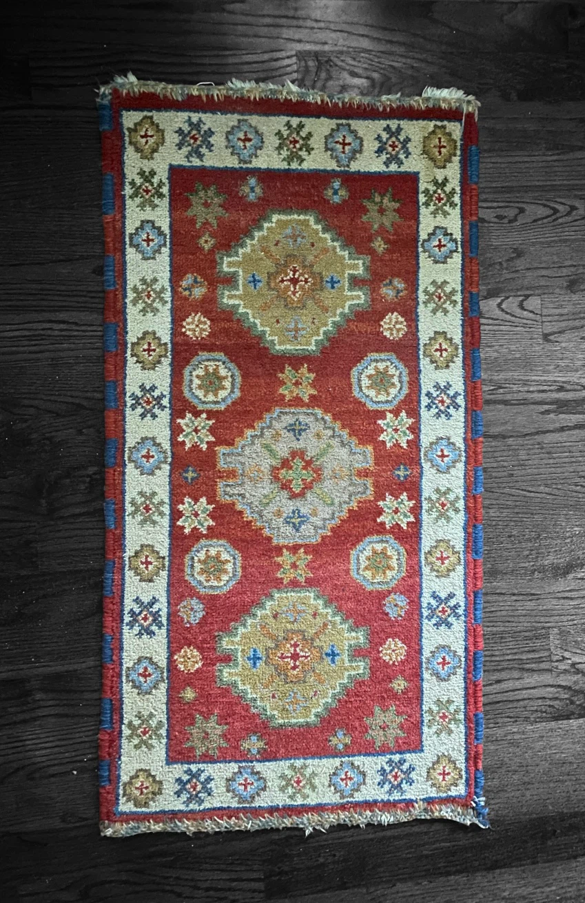 Hand-Knotted Wool Small Area Rug - photo 2