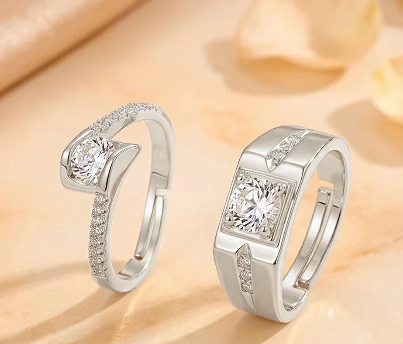 18k plated Adjustable Couple Rings Set