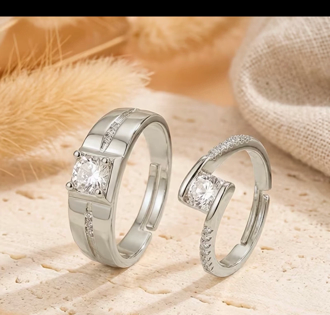 18k plated Adjustable Couple Rings Set - photo 4
