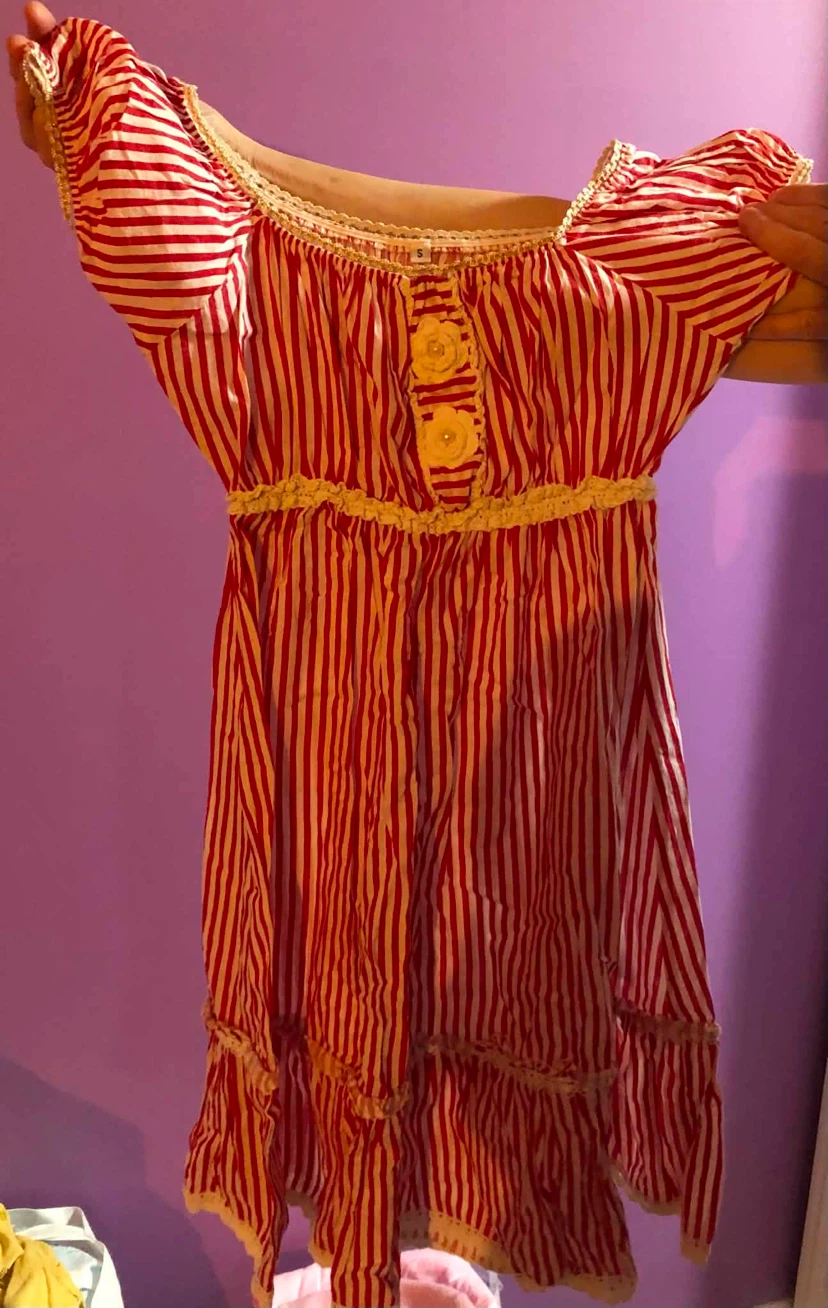 Red and White Striped Dress - Size S