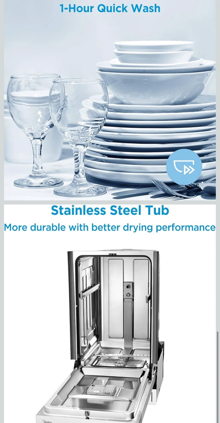 Midea Dishwasher - 8 Place Settings - Stainless Steel Tub - photo 5