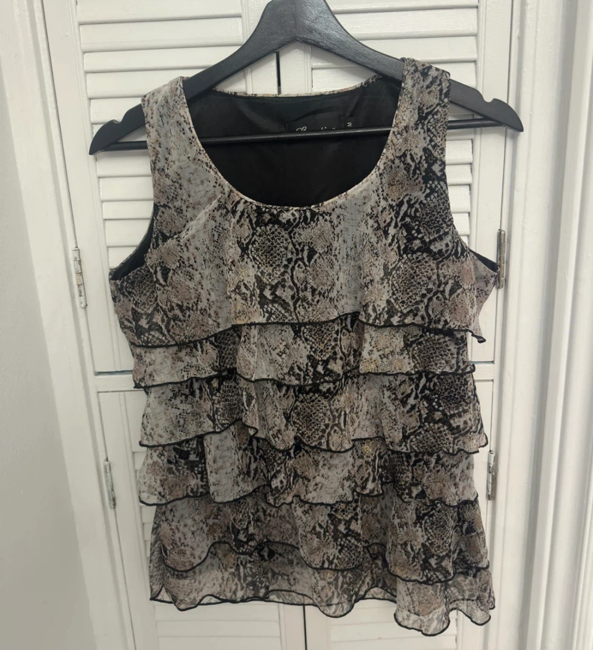 y2k snakeskin print ruffle tank top - size M