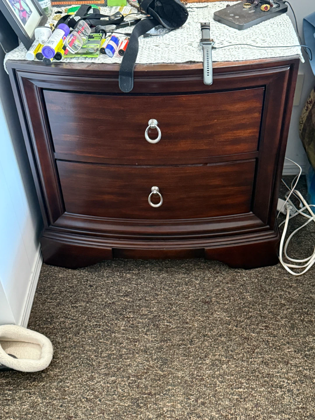 Dark Wood Nightstand / Bedside Table
