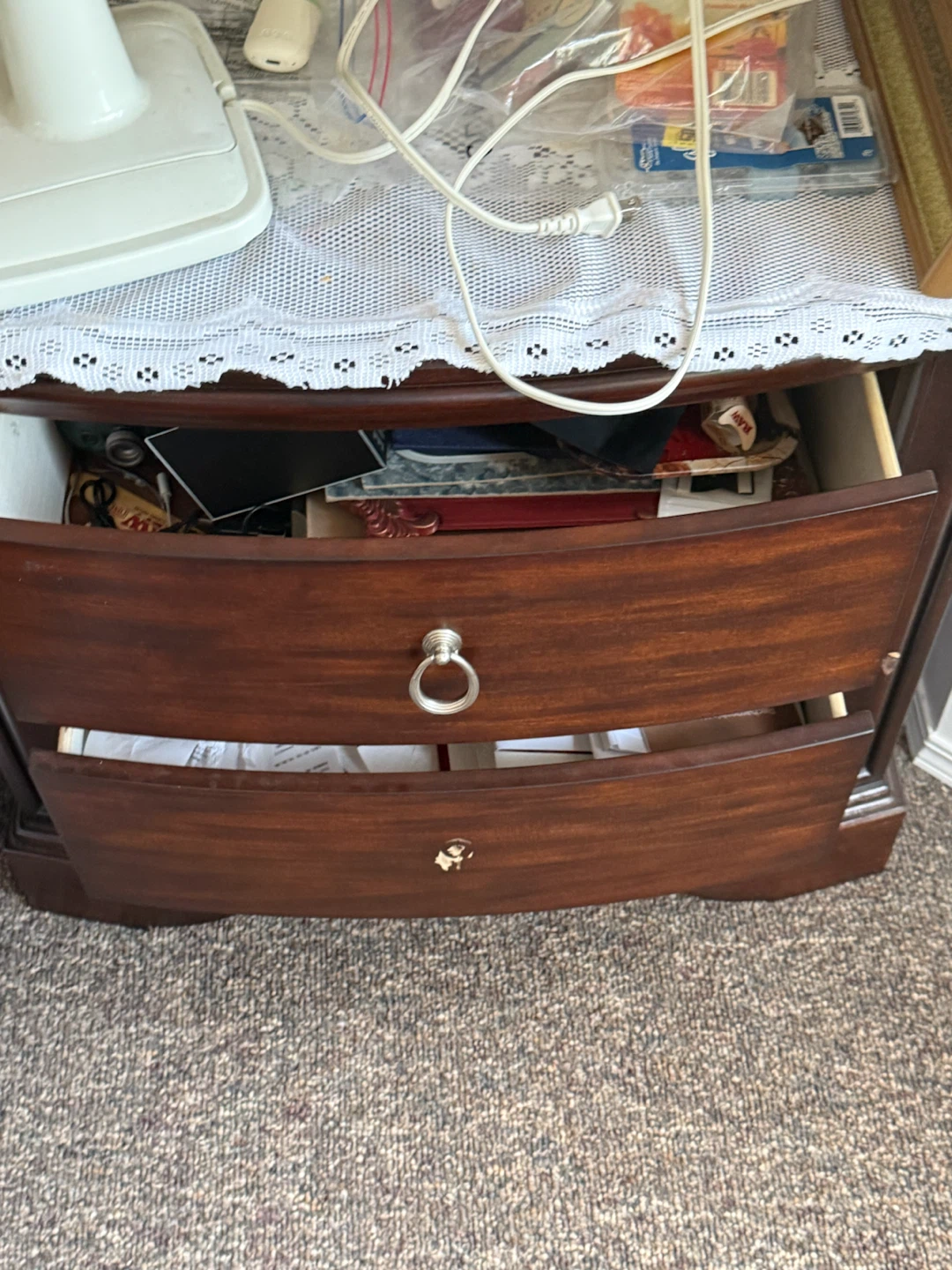 Dark Wood Nightstand / Bedside Table - photo 2