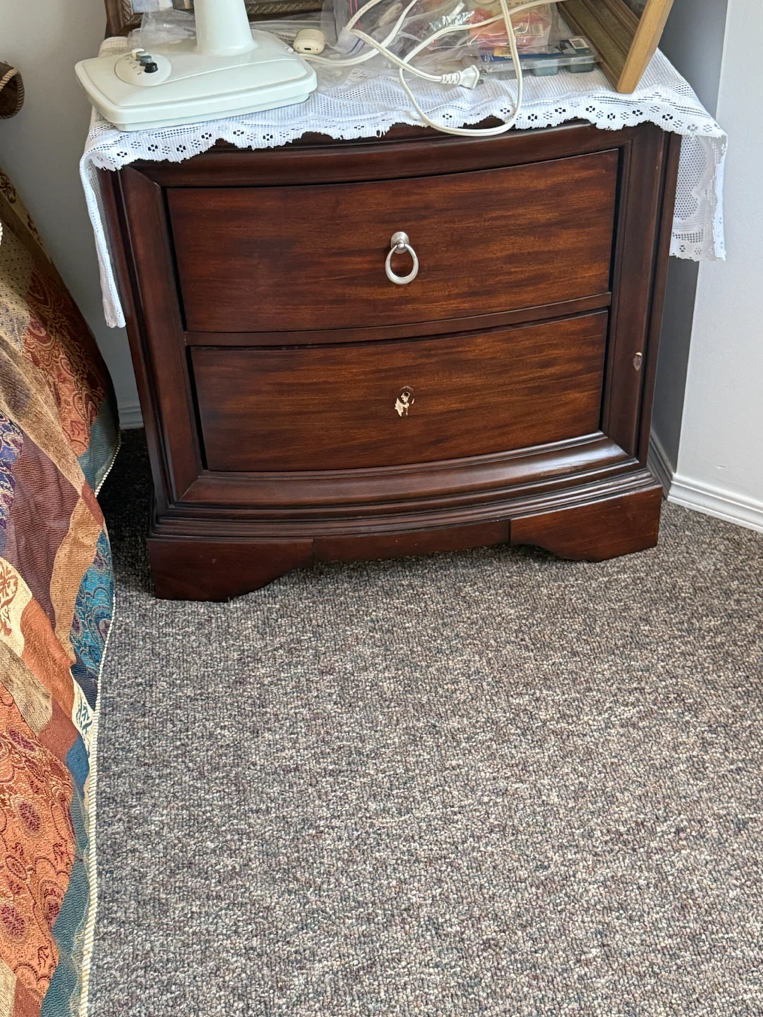 Dark Wood Nightstand / Bedside Table - photo 3