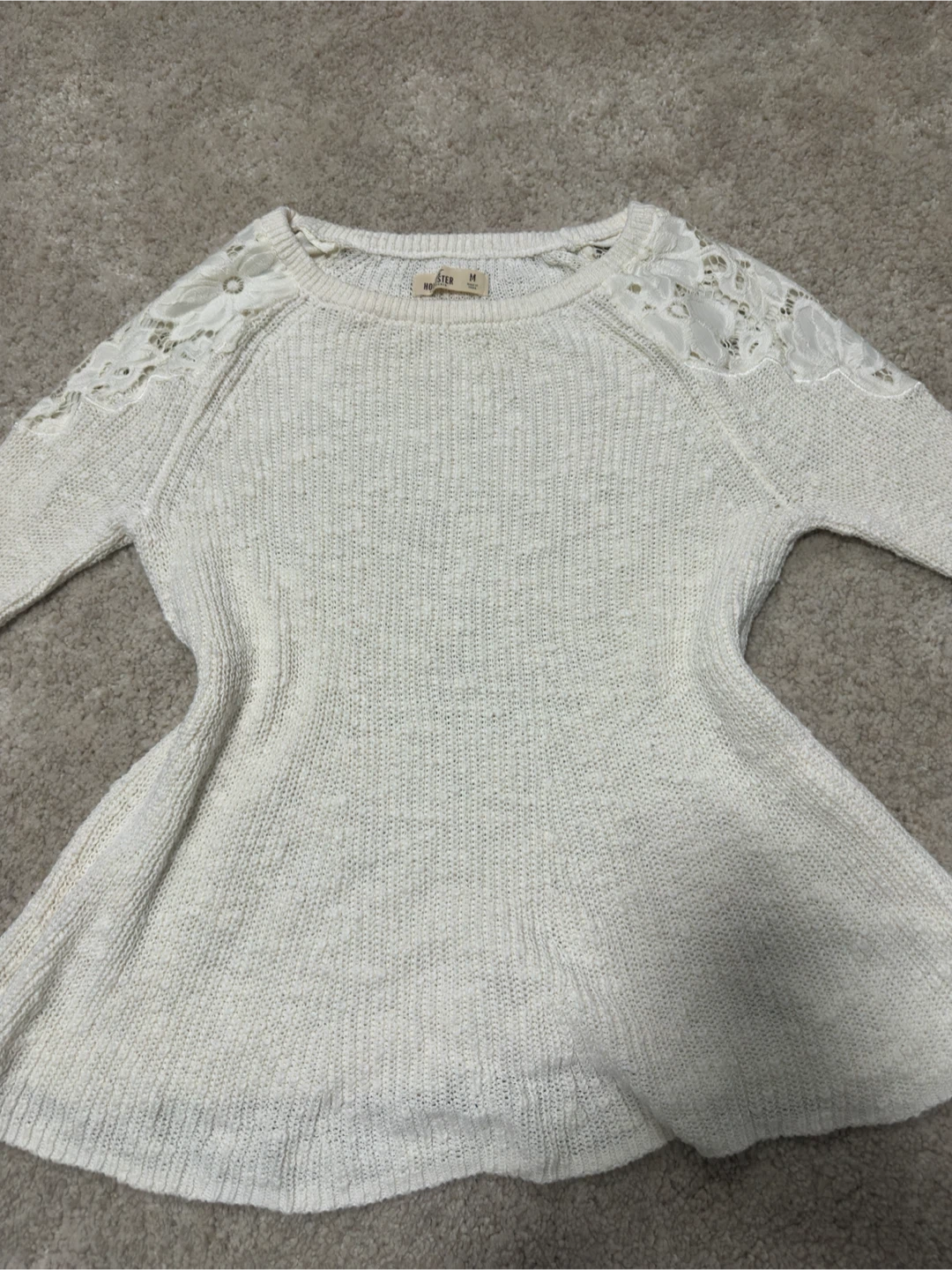 y2k Hollister Cream Lace Detail Sweater