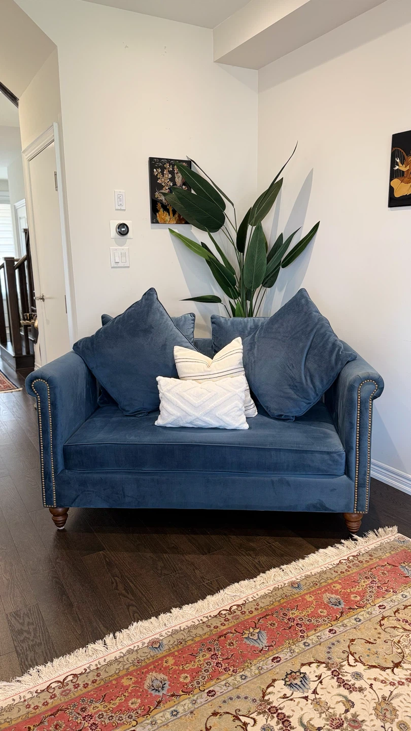 Blue Velvet Sofa and Armchair Set