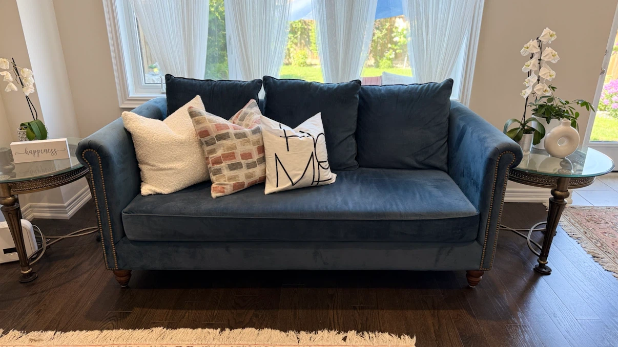 Blue Velvet Sofa and Armchair Set - photo 3