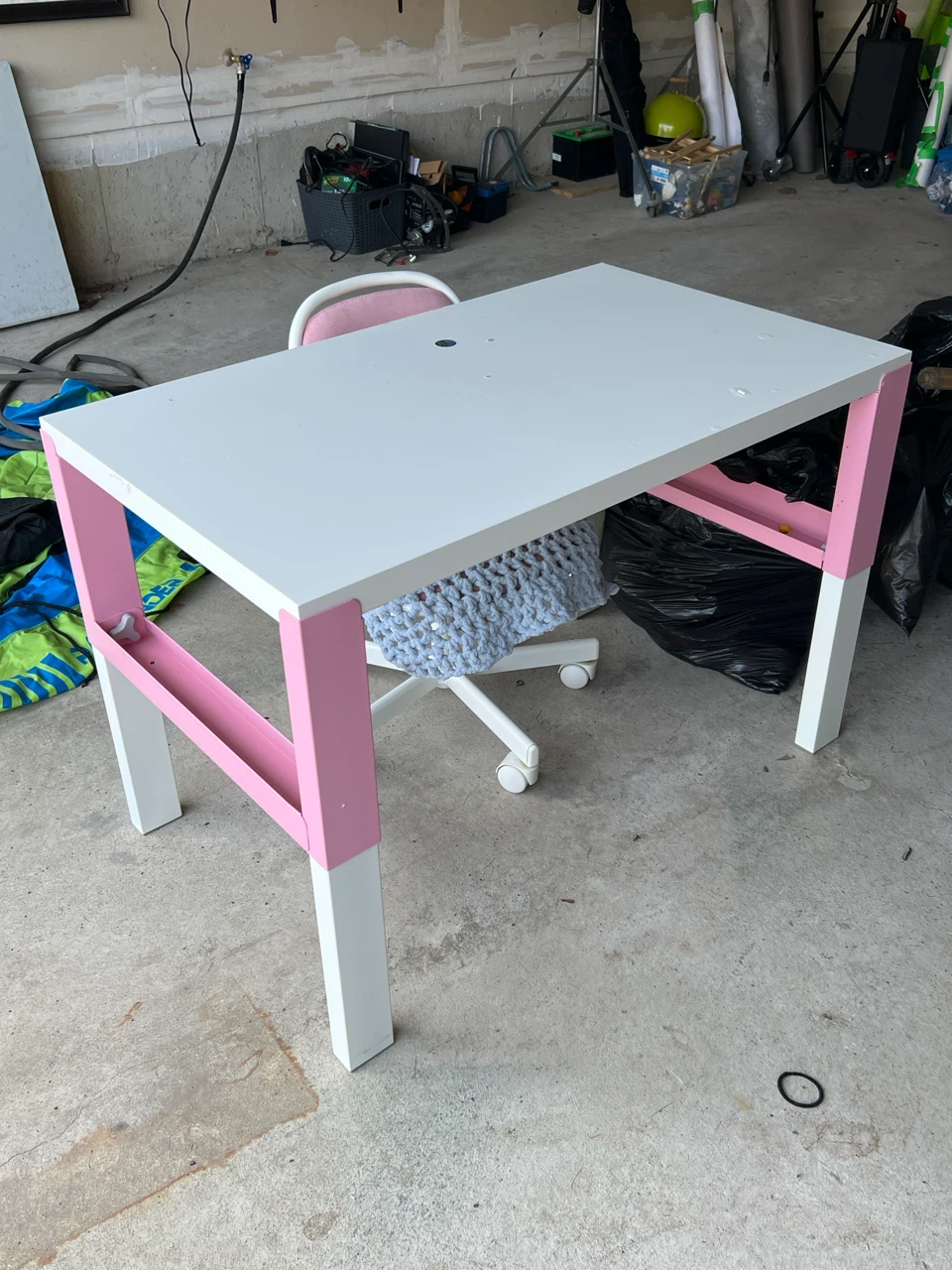 Kids White and Pink Desk with Chair