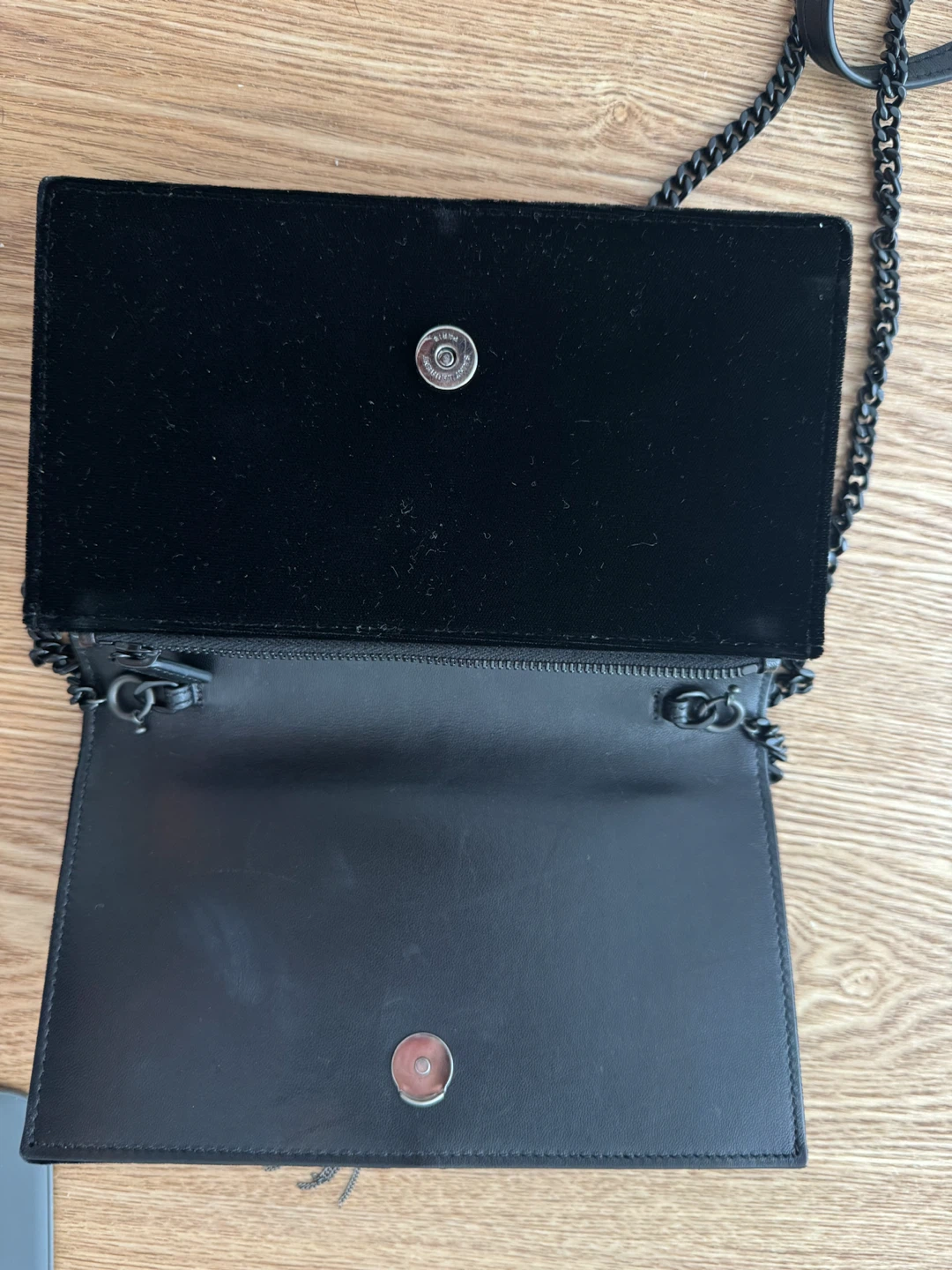 Saint Laurent Black Velvet Chain Bag with Tassel - photo 2