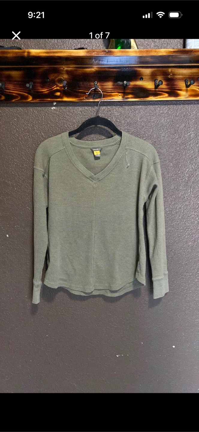 Eddie Bauer Waffle Knit V-neck Long-sleeve Shirt